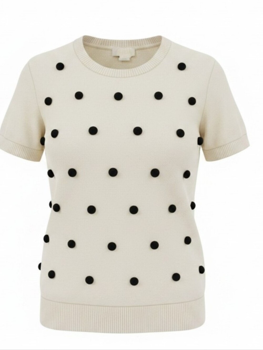 kate spade Cream Crewneck Knit Pom Pom Detail Top
